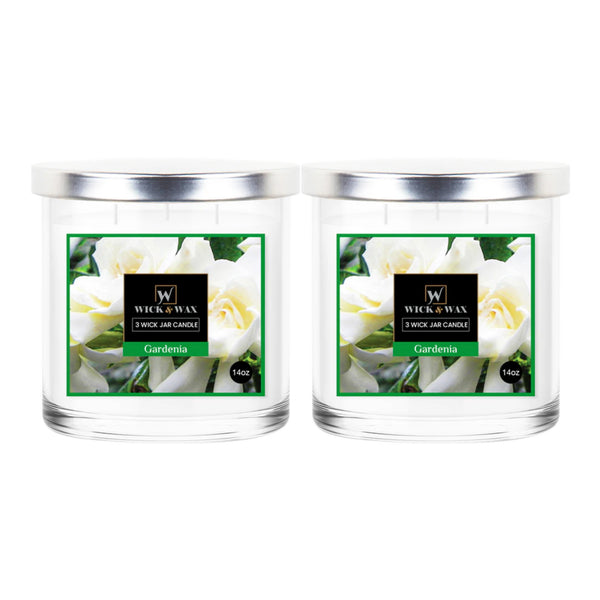 Wick & Wax Gardenia Scented 3-Wick Jar Candle, 14oz (Pack of 2)