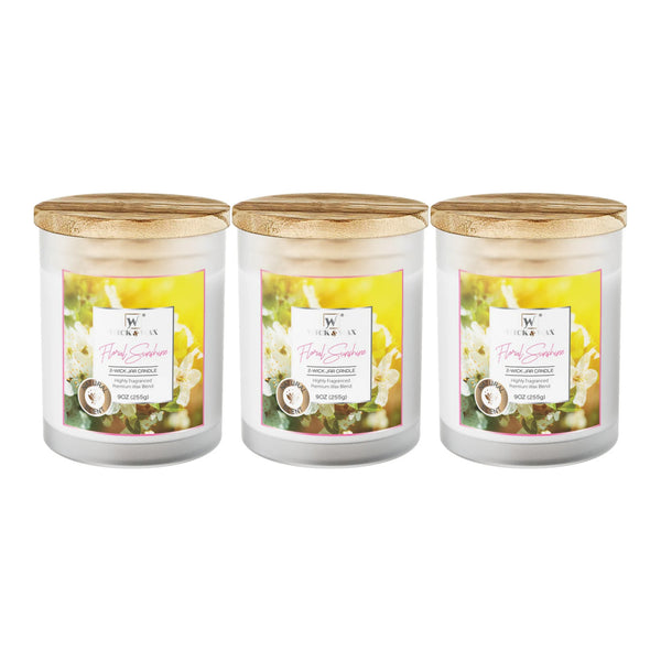 Wick & Wax Floral Sunshine 2-Wick Jar Candle, 9oz (Pack of 3)