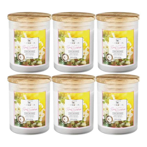 Wick & Wax Floral Sunshine 2-Wick Jar Candle, 9oz (Pack of 6)