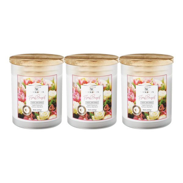 Wick & Wax Floral Bouquet 2-Wick Jar Candle, 9oz (Pack of 3)