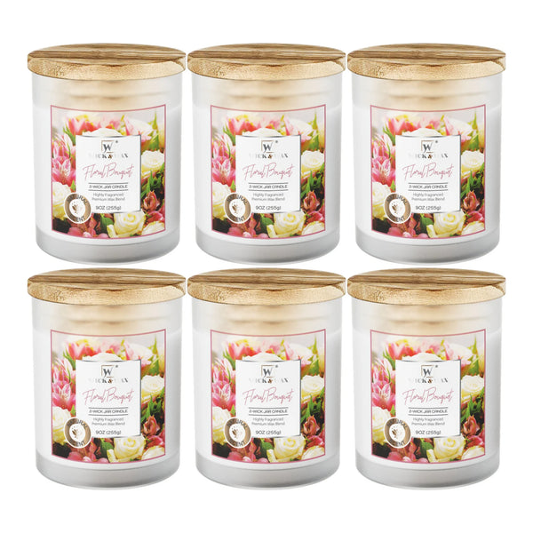 Wick & Wax Floral Bouquet 2-Wick Jar Candle, 9oz (Pack of 6)