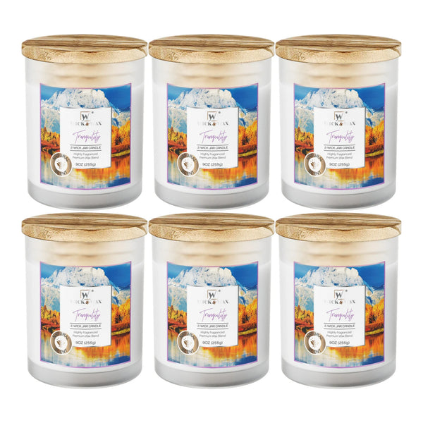 Wick & Wax Tranquility 2-Wick Jar Candle, 9oz (Pack of 6)