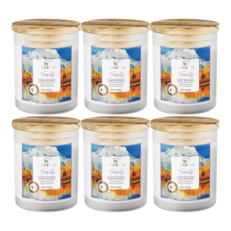 Wick & Wax Tranquility 2-Wick Jar Candle, 9oz (Pack of 6)