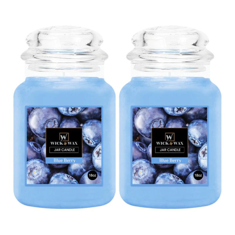 Wick & Wax Blue Berry Original Large Jar Candle, 18oz. (Pack of 2)