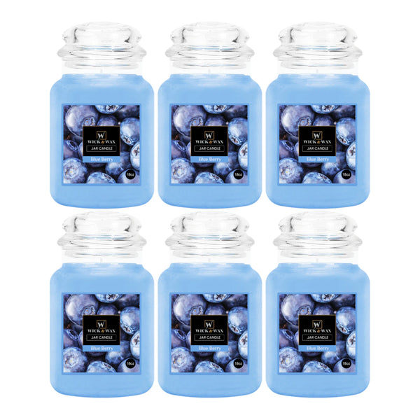Wick & Wax Blue Berry Original Large Jar Candle, 18oz. (Pack of 6)
