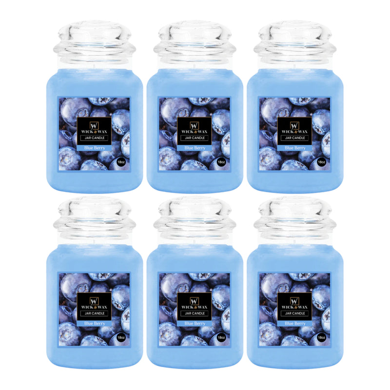 Wick & Wax Blue Berry Original Large Jar Candle, 18oz. (Pack of 6)