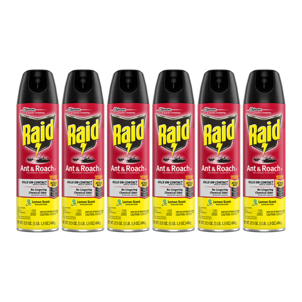 Raid Ant & Roach Spray - Lemon Scent, 17.5 oz. (Pack of 6)