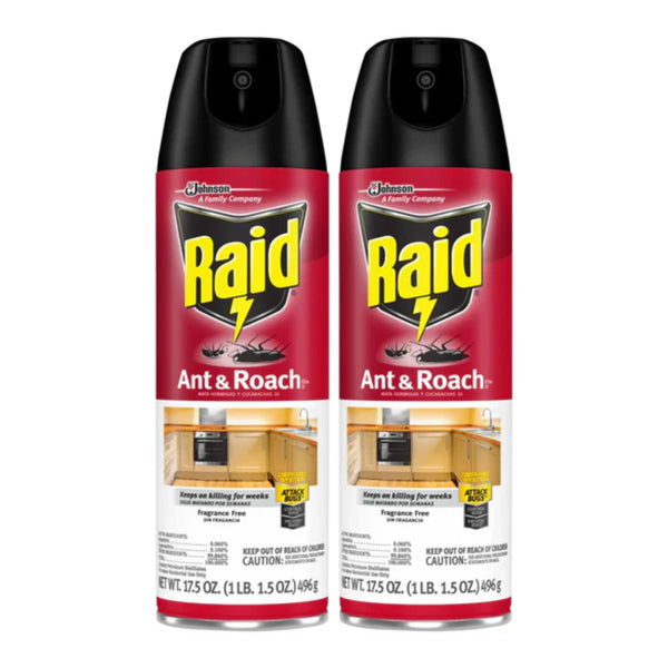 Raid Ant & Roach Spray - Fragrance Free, 17.5 oz. (Pack of 2)