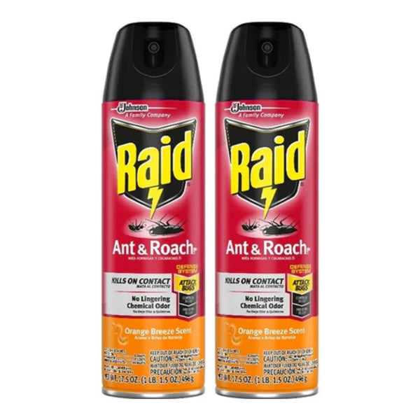 Raid Ant & Roach Spray - Orange Breeze Scent, 17.5 oz. (Pack of 2)