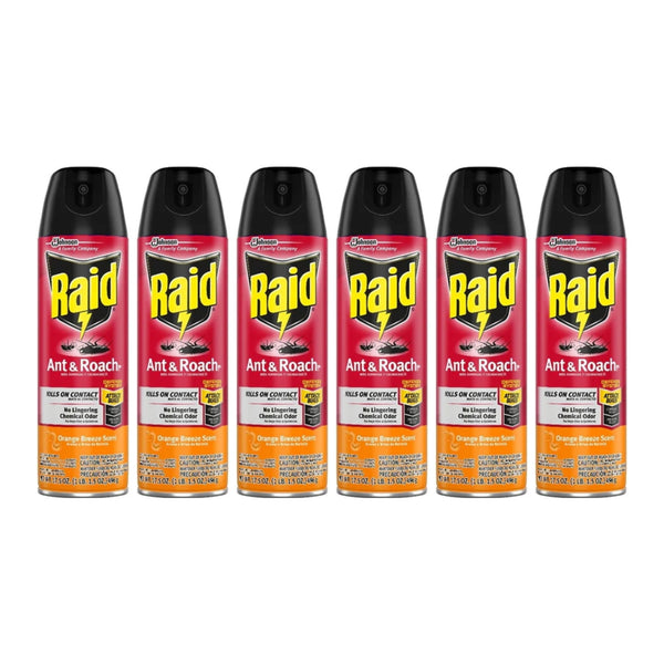 Raid Ant & Roach Spray - Orange Breeze Scent, 17.5 oz. (Pack of 6)