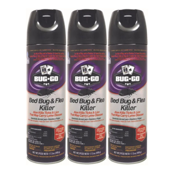 Bug Go Bed Bug & Flea Killer (Ticks & Lice), 17.5oz (496g) (Pack of 3)