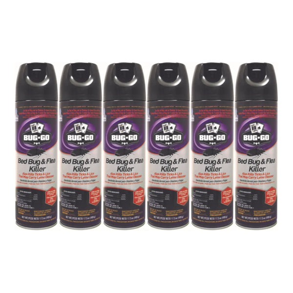 Bug Go Bed Bug & Flea Killer (Ticks & Lice), 17.5oz (496g) (Pack of 6)