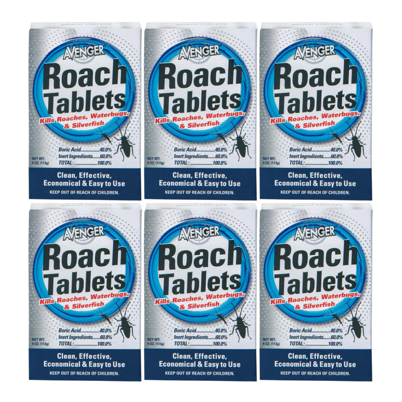 Avenger Roach Tablets - Kills Roches, Waterbugs, & Silverfish, 4oz. (Pack of 6)