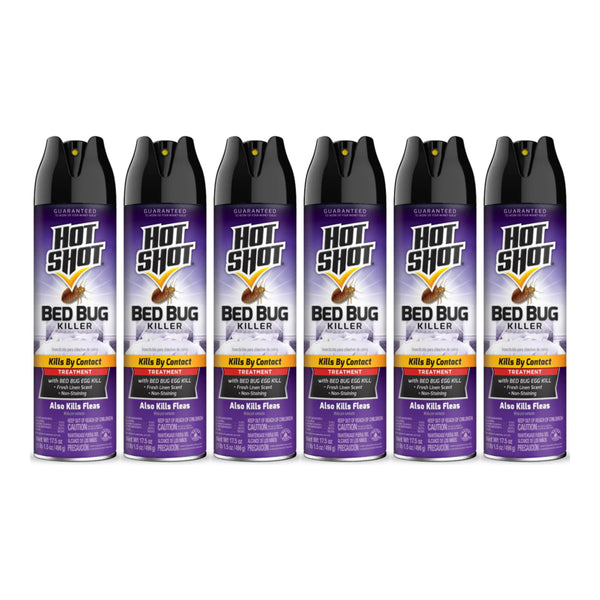 Hot Shot Bed Bug Killer w/ Egg Kill (Also Kills Fleas), 17.5oz (Pack of 6)