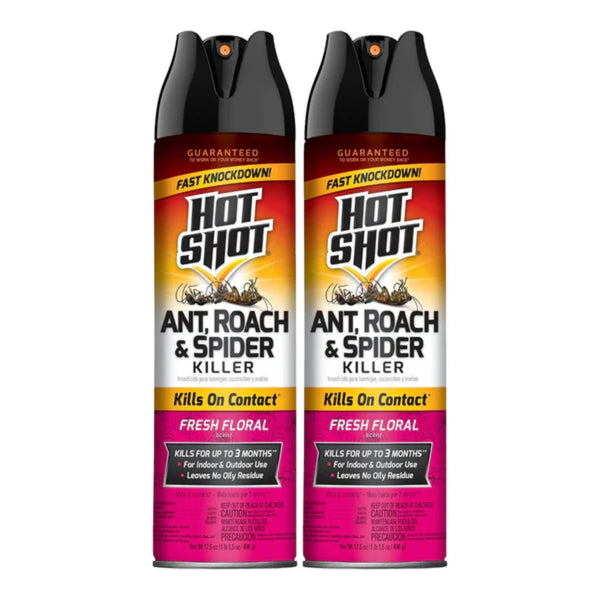 Hot Shot Ant, Roach, & Spider Killer - Fresh Floral Scent 17.5oz (Pack of 2)