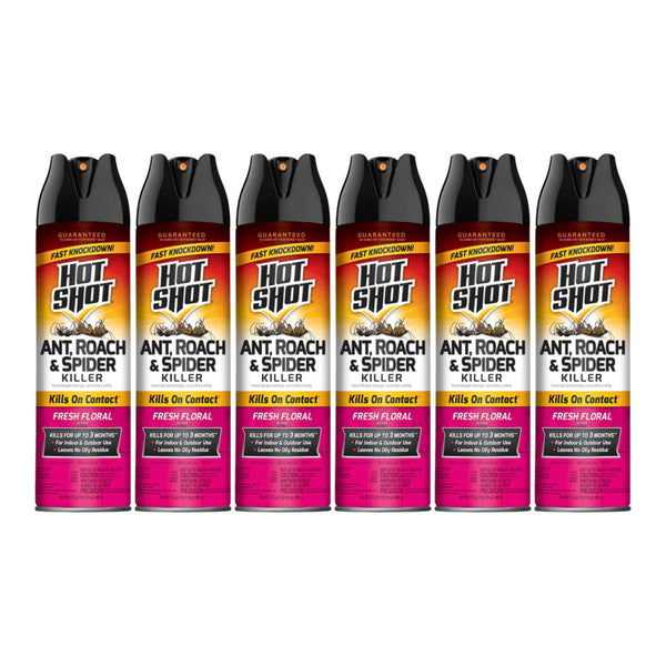 Hot Shot Ant, Roach, & Spider Killer - Fresh Floral Scent 17.5oz (Pack of 6)