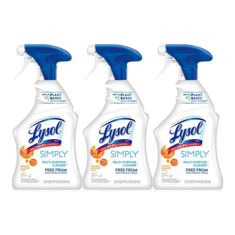 Lysol Simply All-Purpose Cleaner Orange Blossoms Scent, 22oz 650ml (Pack of 3)