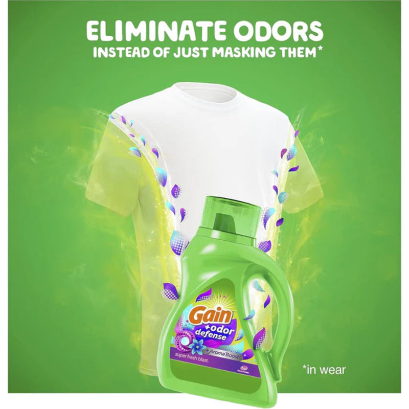 Gain + Odor Defense Super Fresh Blast Laundry Detergent, 10oz 306ml (Pack of 2)