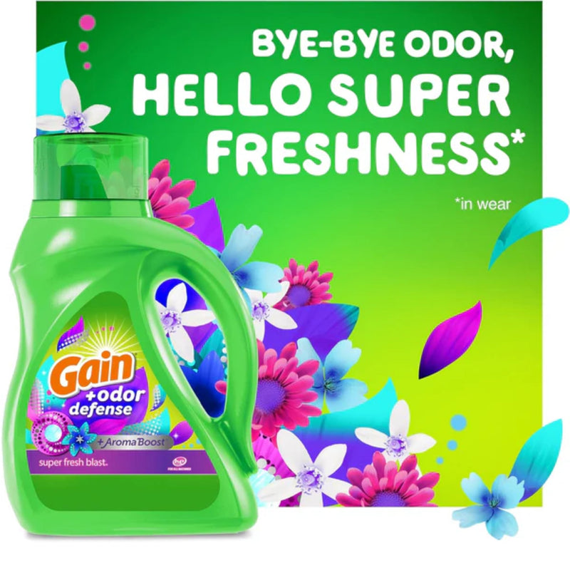 Gain + Odor Defense Super Fresh Blast Laundry Detergent, 10oz 306ml (Pack of 12)
