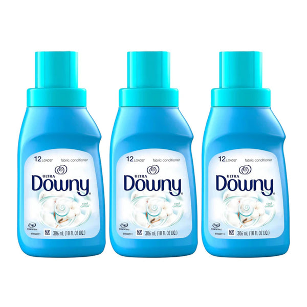 Ultra Downy Cool Cotton Fabric Softener / Conditioner, 10oz (306ml) (Pack of 3)