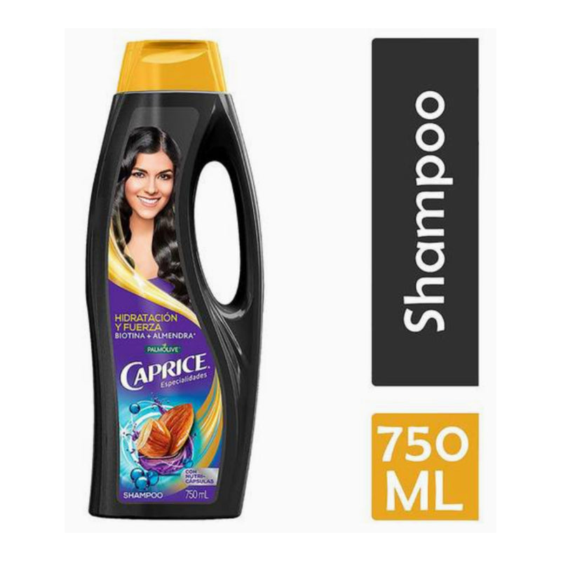 Caprice Shampoo Hidratacion y Fuerza (Biotina + Almendra), 750ml (Pack of 2)