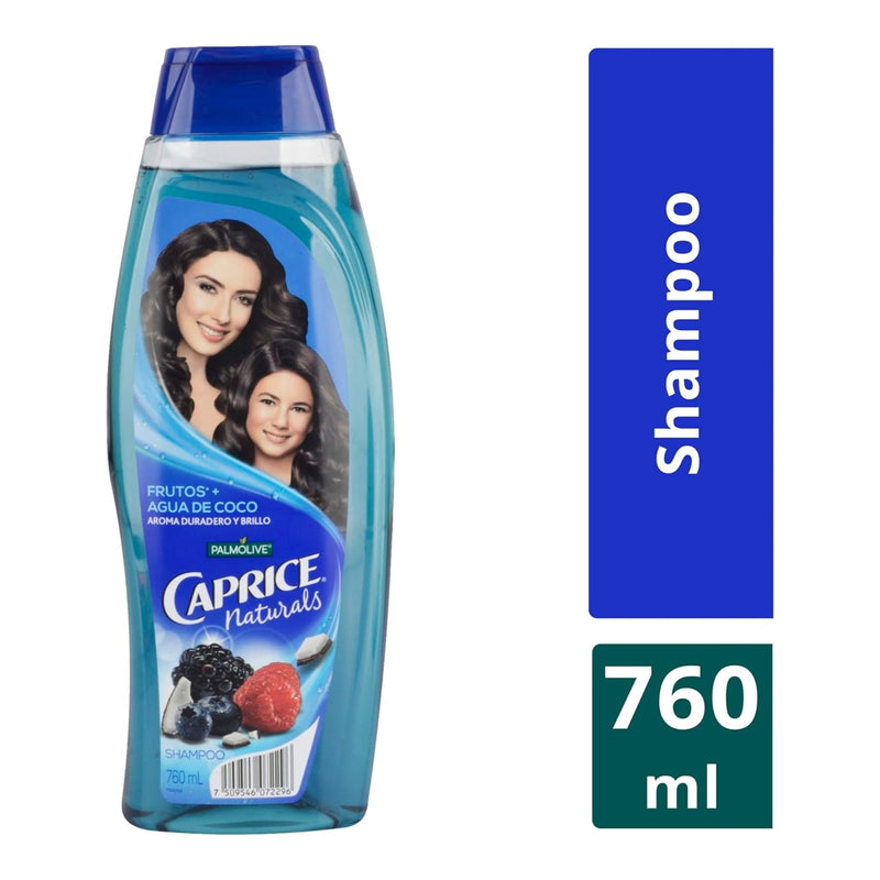 Caprice Shampoo Frutos + Agua De Coco Aroma Duradero y Brillo 760ml (Pack of 6)