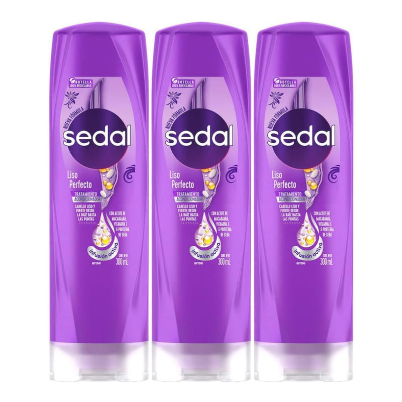 Sedal Acondicionador Liso Perfecto, 300ml (10.15oz.) (Pack of 3)