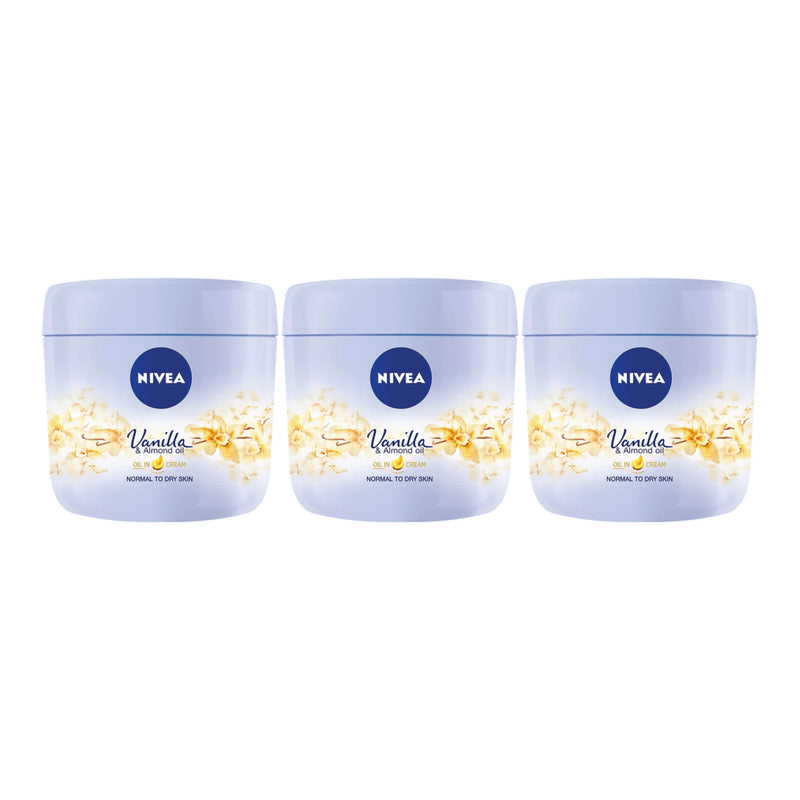 Nivea Vanilla & Almond Oil Body Cream, 13.5oz (400ml) (Pack of 3)