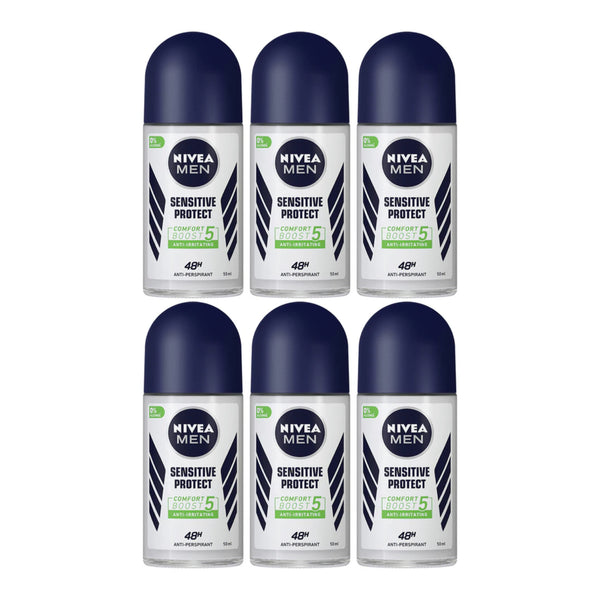 Nivea Men Sensitive Protect Antiperspirant Deodorant, 1.7oz (50ml) (Pack of 6)