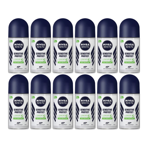 Nivea Men Sensitive Protect Antiperspirant Deodorant, 1.7oz (50ml) (Pack of 12)