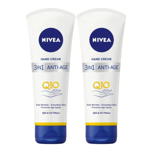 Nivea 3-in-1 Anti-Age Hand Cream w/ Q10 & UV Filters, 1oz. (30ml) (Pack of 2)