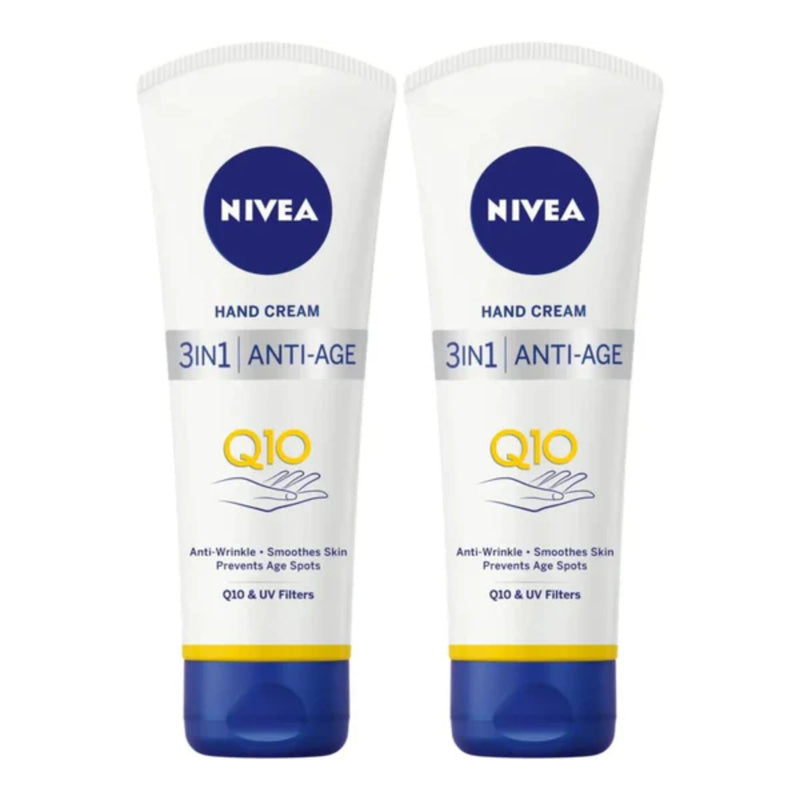 Nivea 3-in-1 Anti-Age Hand Cream w/ Q10 & UV Filters, 1oz. (30ml) (Pack of 2)