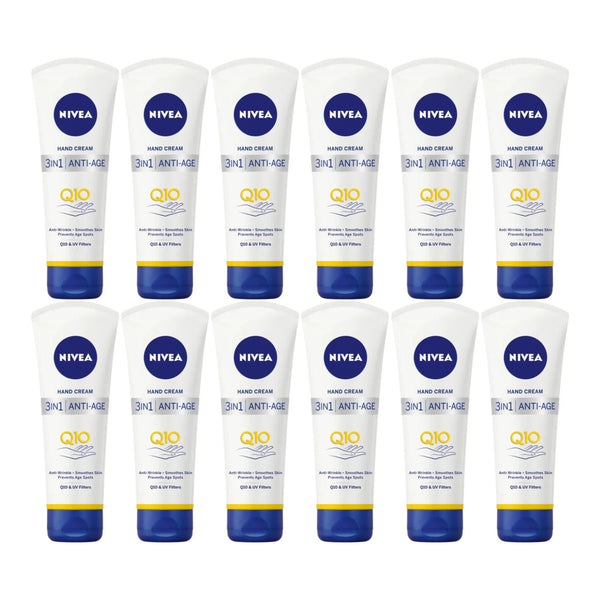 Nivea 3-in-1 Anti-Age Hand Cream w/ Q10 & UV Filters, 1oz. (30ml) (Pack of 12)