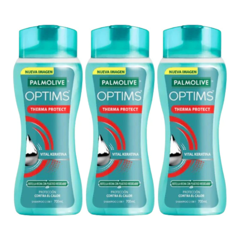 Palmolive Optims Therma Protect 2-in-1 Shampoo Vital Keratina 700ml (Pack of 3)