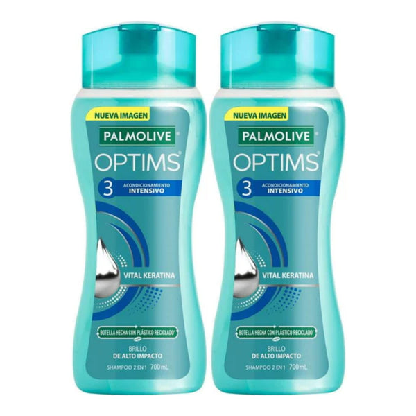 Palmolive Optims 3 Intensivo 2-in-1 Shampoo w/ Vital Keratina 700ml (Pack of 2)