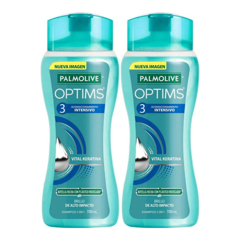 Palmolive Optims 3 Intensivo 2-in-1 Shampoo w/ Vital Keratina 700ml (Pack of 2)