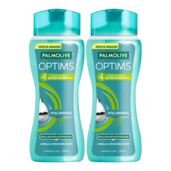 Palmolive Optims 4 Extra Intensivo 2-in-1 Shampoo Keratina, 700ml (Pack of 2)