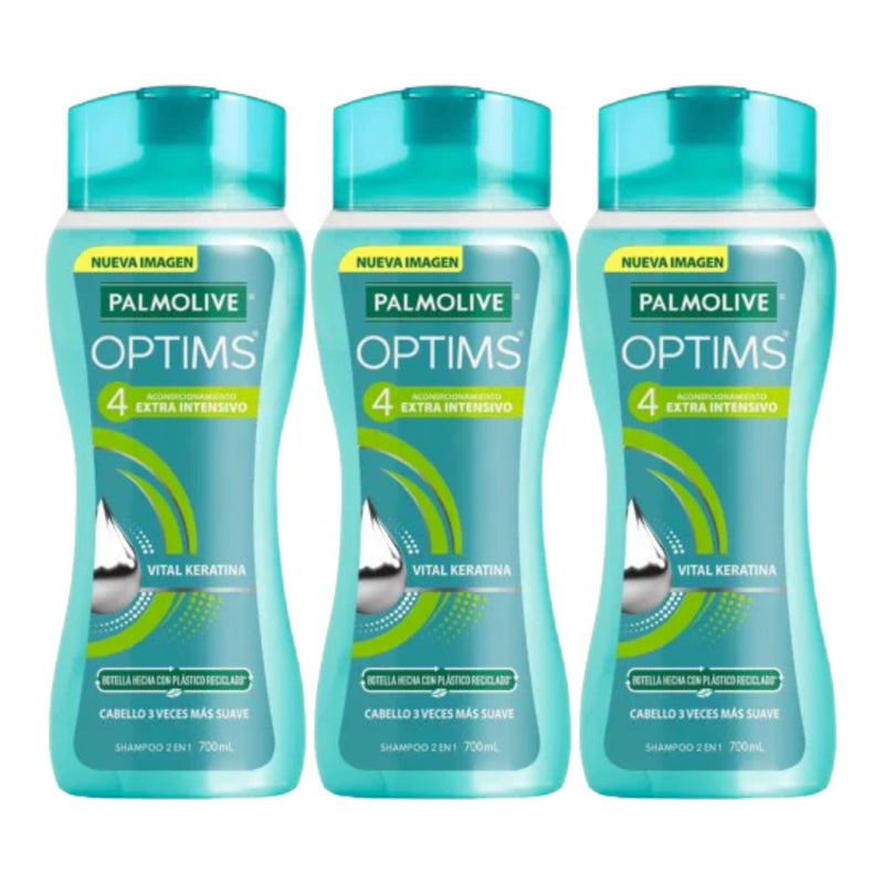 Palmolive Optims 4 Extra Intensivo 2-in-1 Shampoo Keratina, 700ml (Pack of 3)