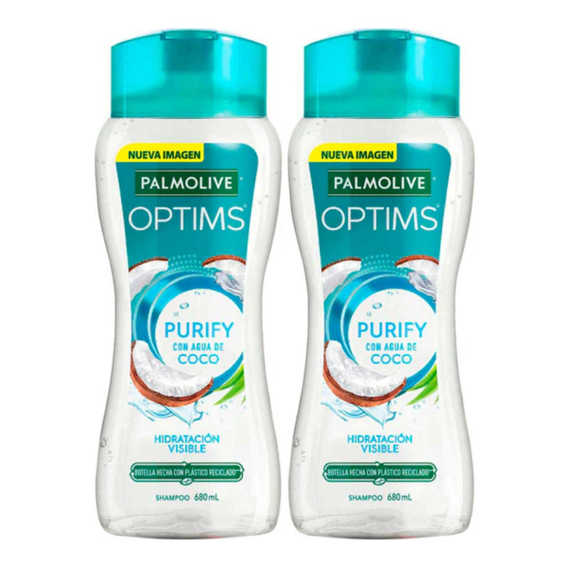 Palmolive Optims Purify Con Agua De Coco Shampoo, 680ml (Pack of 2)