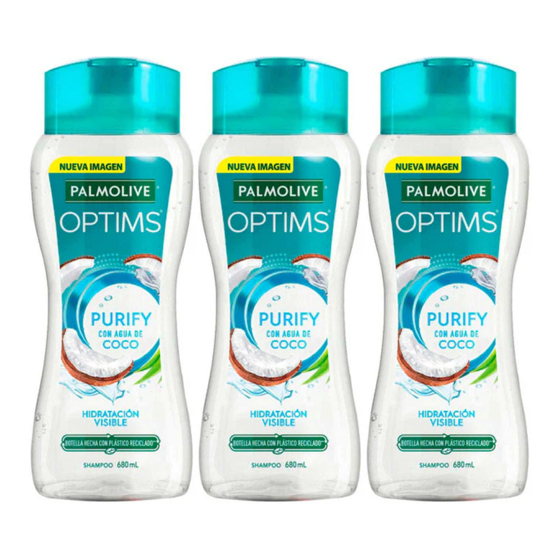 Palmolive Optims Purify Con Agua De Coco Shampoo, 680ml (Pack of 3)