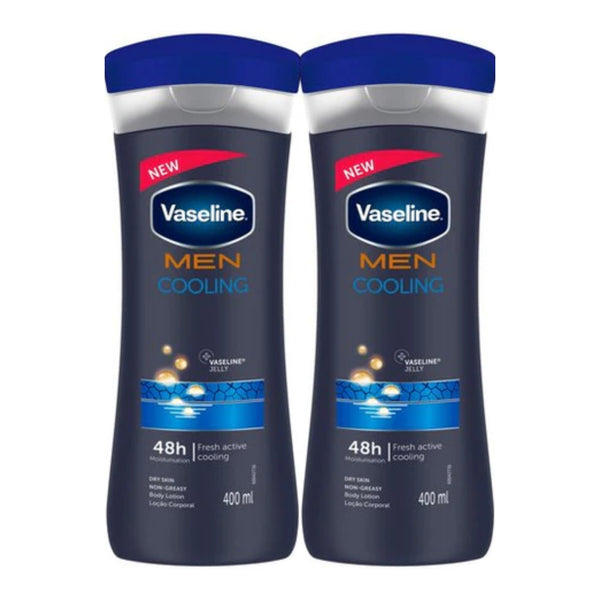 Vaseline Men Cooling + Vaseline Jelly Body Lotion, 13.5oz (400ml) (Pack of 2)