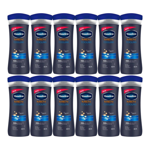 Vaseline Men Cooling + Vaseline Jelly Body Lotion, 13.5oz (400ml) (Pack of 12)