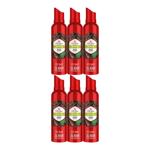 Old Spice Timber Deodorant Body Spray, 4.73oz (Pack of 6)