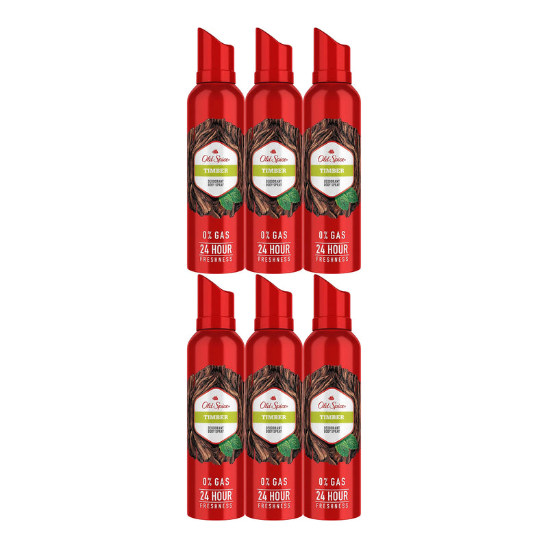 Old Spice Timber Deodorant Body Spray, 4.73oz (Pack of 6)