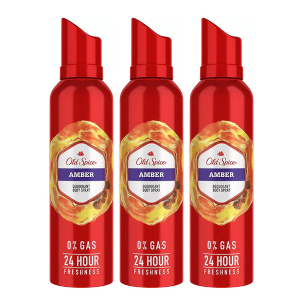 Old Spice Amber Deodorant Body Spray, 4.73oz (Pack of 3)