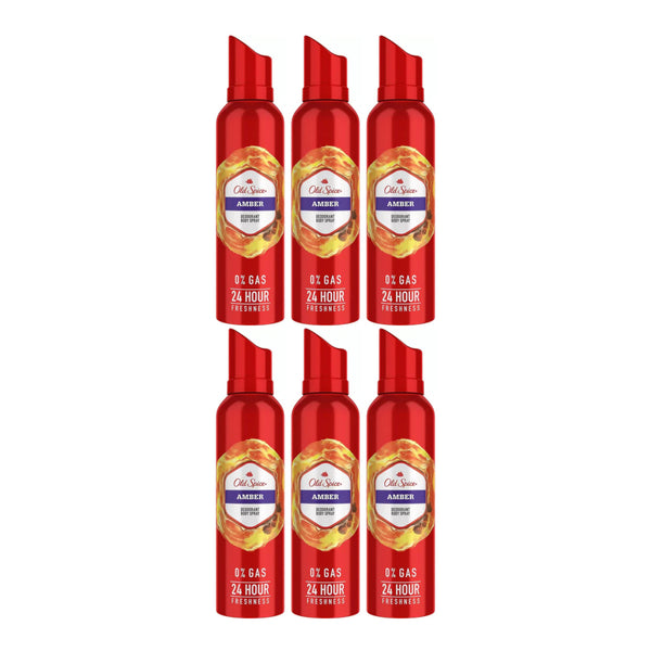 Old Spice Amber Deodorant Body Spray, 4.73oz (Pack of 6)