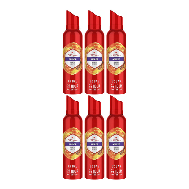 Old Spice Amber Deodorant Body Spray, 4.73oz (Pack of 6)