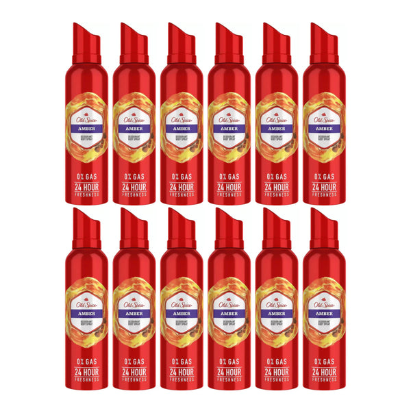 Old Spice Amber Deodorant Body Spray, 4.73oz (Pack of 12)