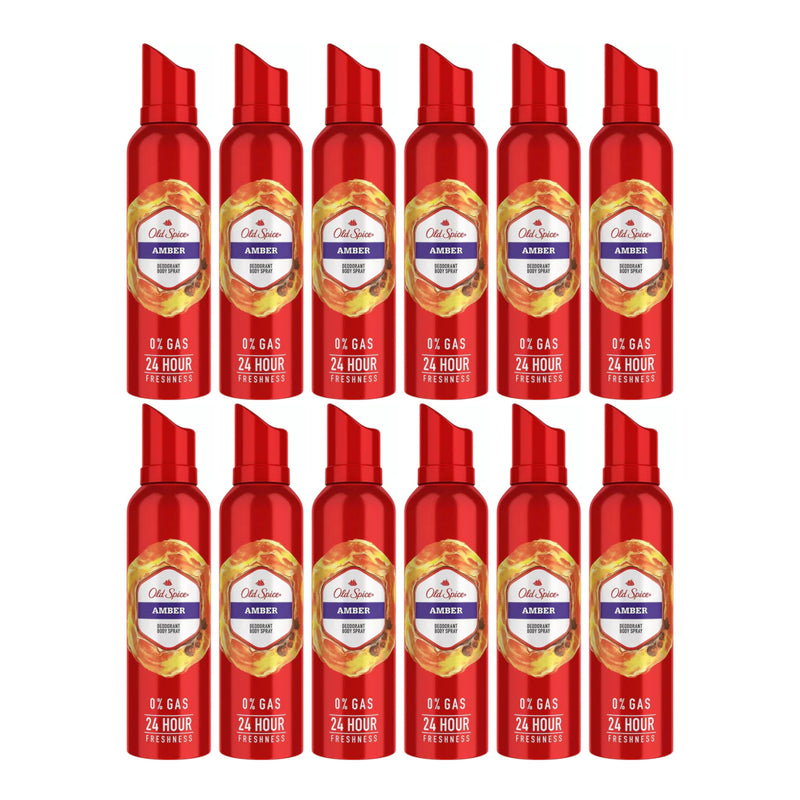 Old Spice Amber Deodorant Body Spray, 4.73oz (Pack of 12)