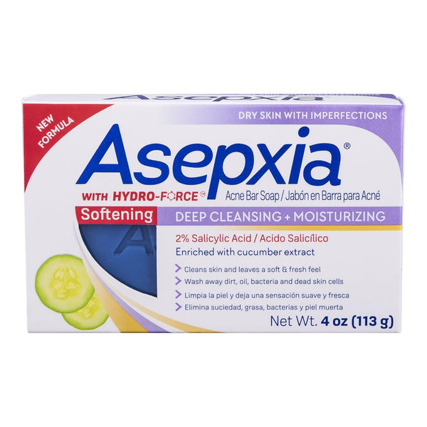 Asepxia Softening Acne Bar Soap Deep Cleaning + Moisturizing, 4oz.